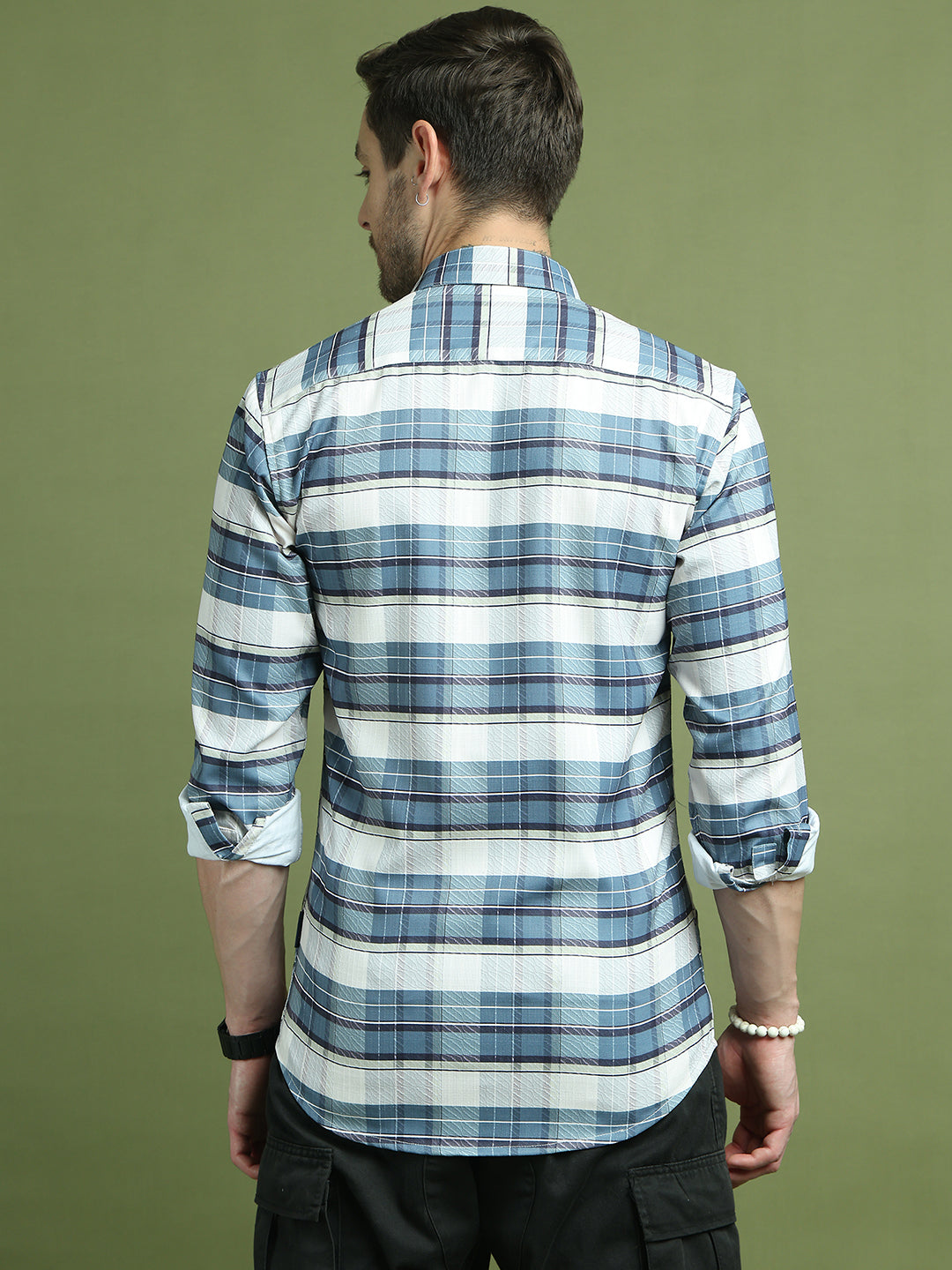 Classic Textured Pure Cotton Casual Shirt ( RDSH 011Blue )