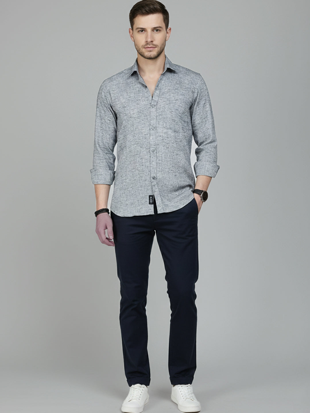 Solid Linen Casual Shirt for Men ( RDSH 012Grey )