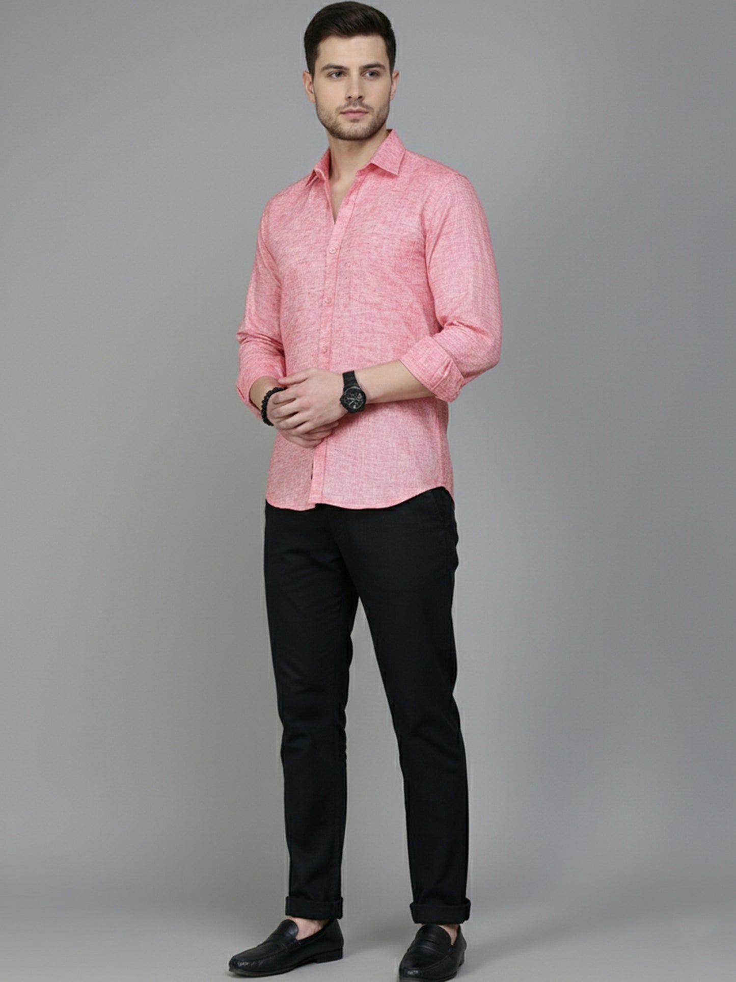 Solid Linen Casual Shirt for Men ( RDSH 012Red )