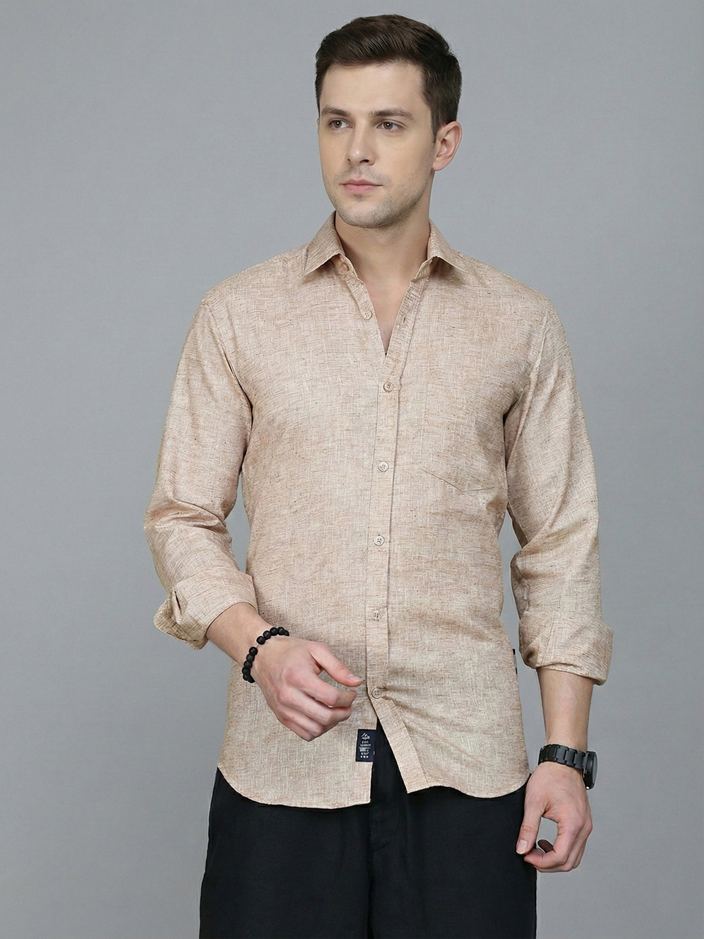Solid Linen Casual Shirt for Men ( RDSH 012Rust )