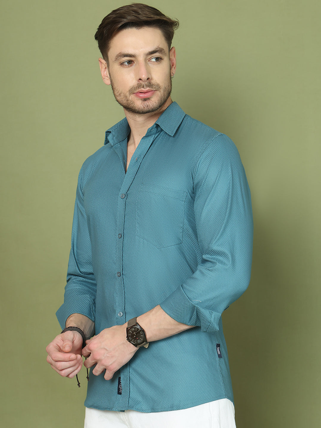 Woven Design Magenta Casual Shirt for Men ( RDSH 013Blue )