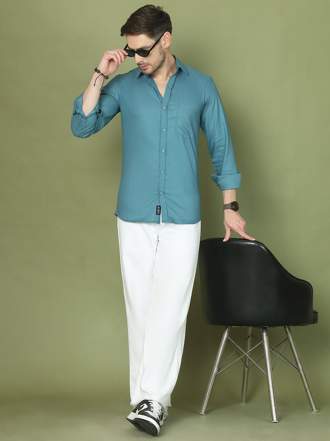 Woven Design Magenta Casual Shirt for Men ( RDSH 013Blue )