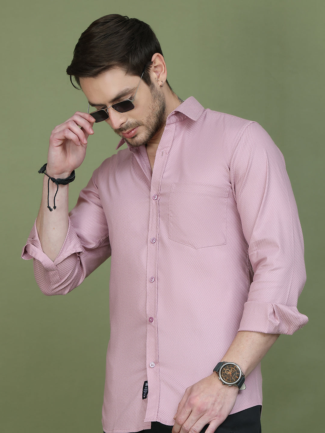 Woven Design Magenta Casual Shirt for Men ( RDSH 013Magenta )