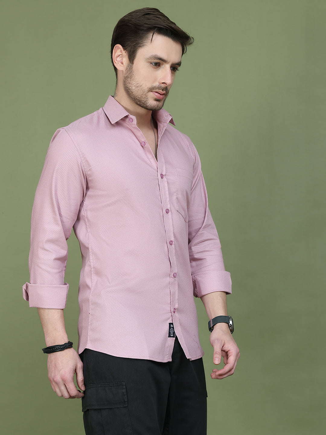 Woven Design Magenta Casual Shirt for Men ( RDSH 013Magenta )