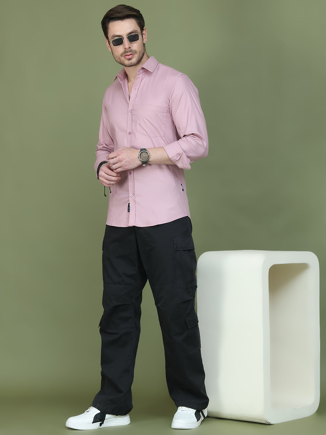 Woven Design Magenta Casual Shirt for Men ( RDSH 013Magenta )