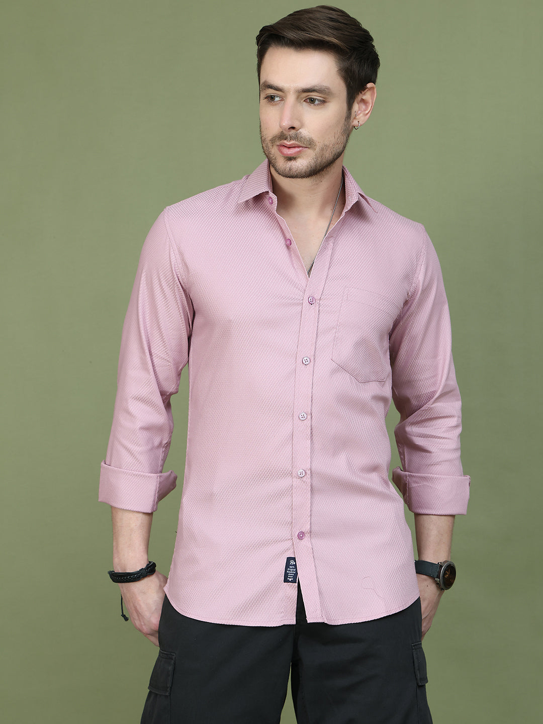 Woven Design Magenta Casual Shirt for Men ( RDSH 013Magenta )