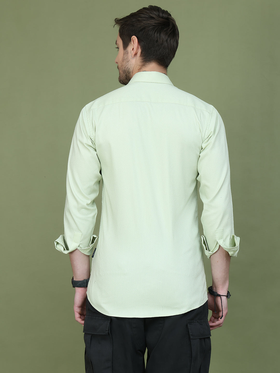Woven Design Pista Green Casual Shirt for Men ( RDSH 013Pista )