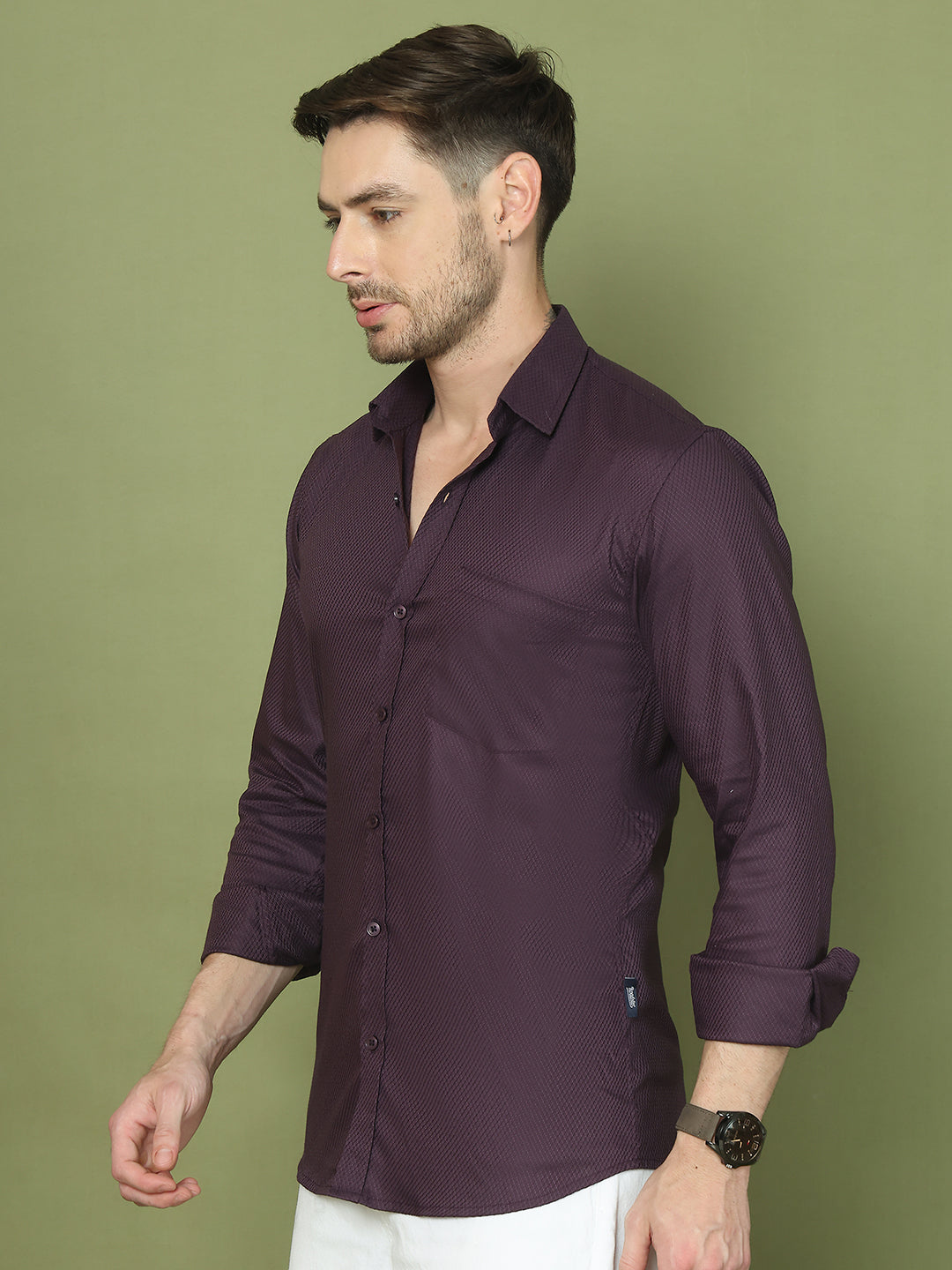 Woven Design Magenta Casual Shirt for Men ( RDSH 013Purple )