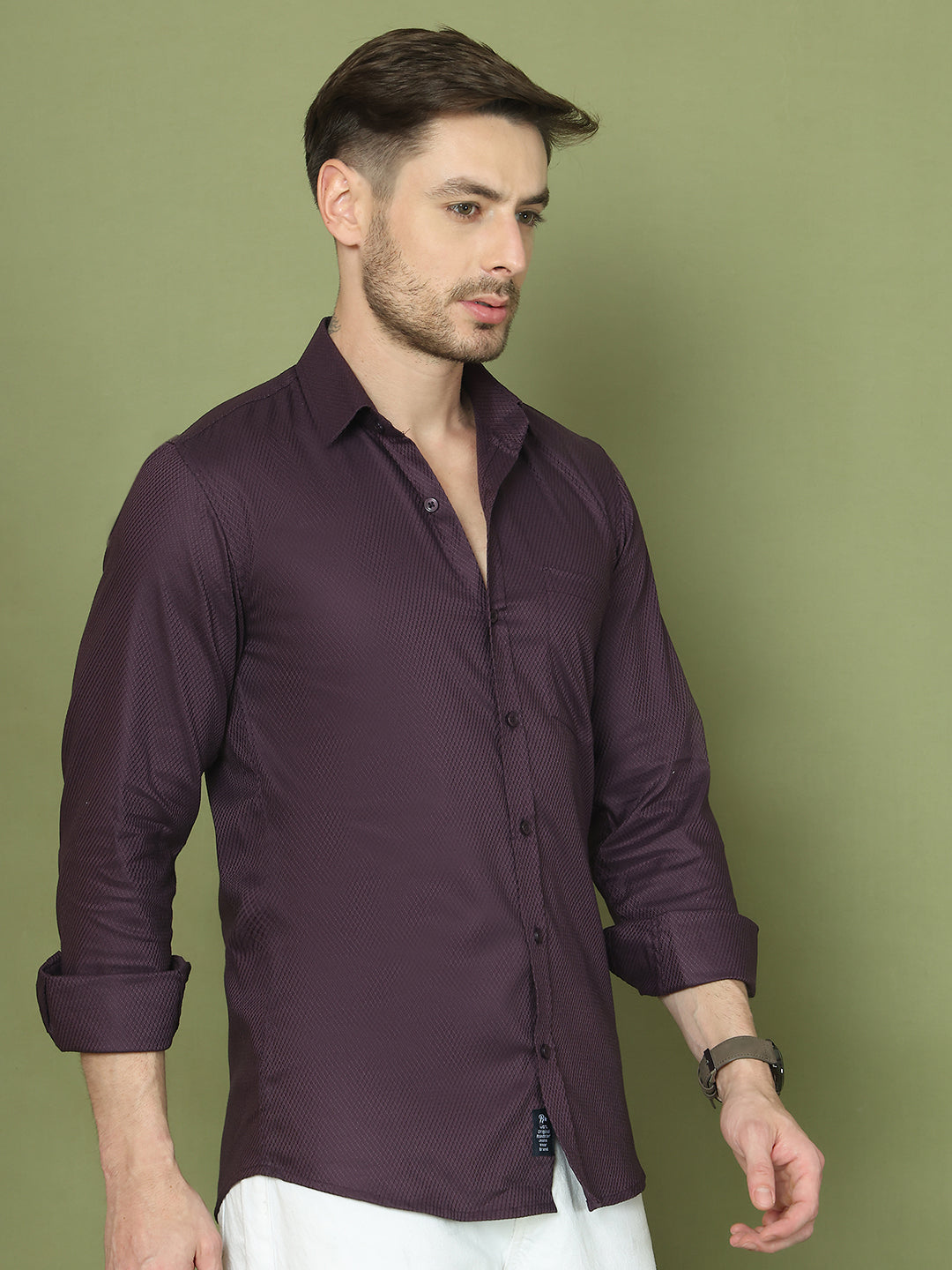 Woven Design Magenta Casual Shirt for Men ( RDSH 013Purple )