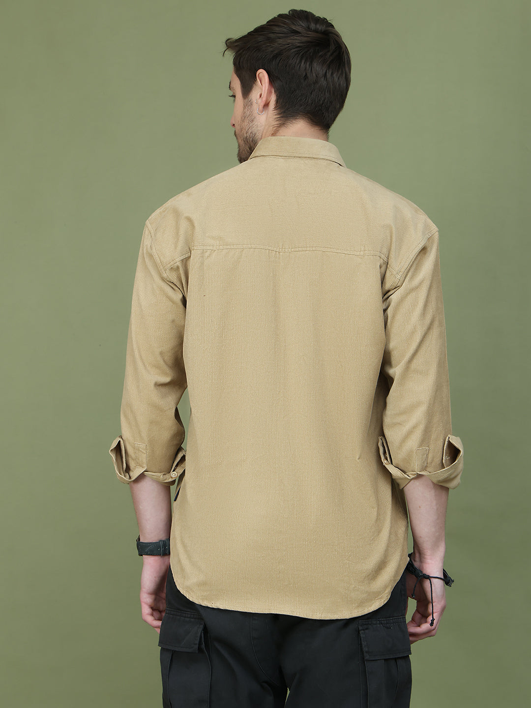 Classic Corduroy Shirt with Dual Pockets ( RDSH 014Beige )