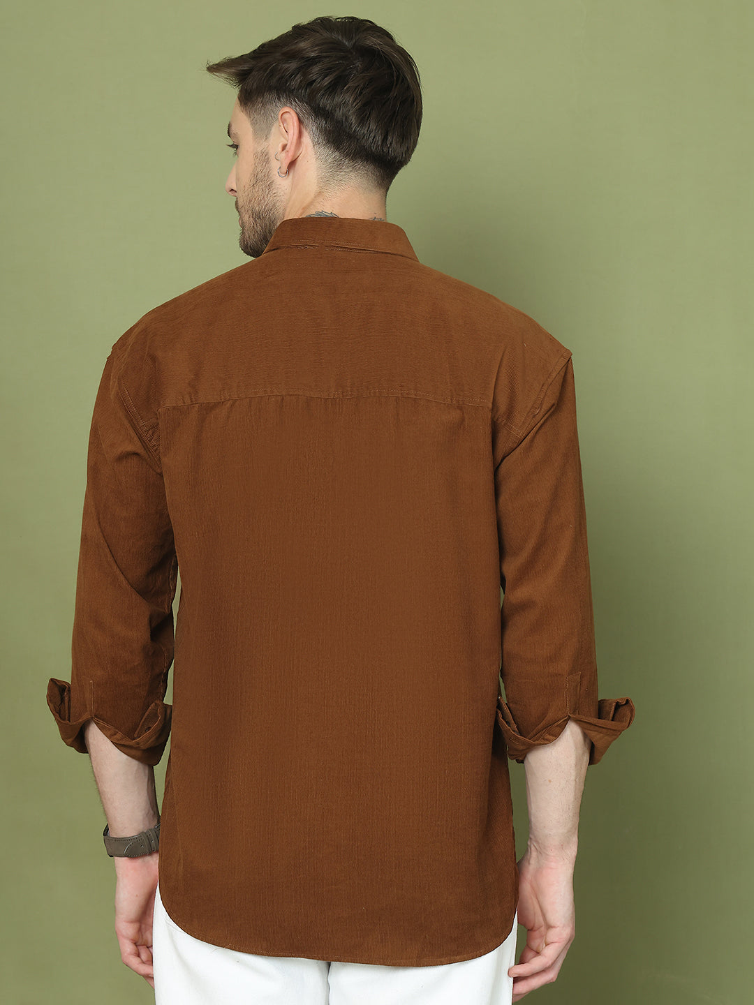 Classic Corduroy Shirt with Dual Pockets ( RDSH 014Brown )