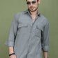 Classic Corduroy Shirt with Dual Pockets ( RDSH 014Light-Grey )