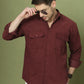 Classic Corduroy Shirt with Dual Pockets ( RDSH 014Maroon )