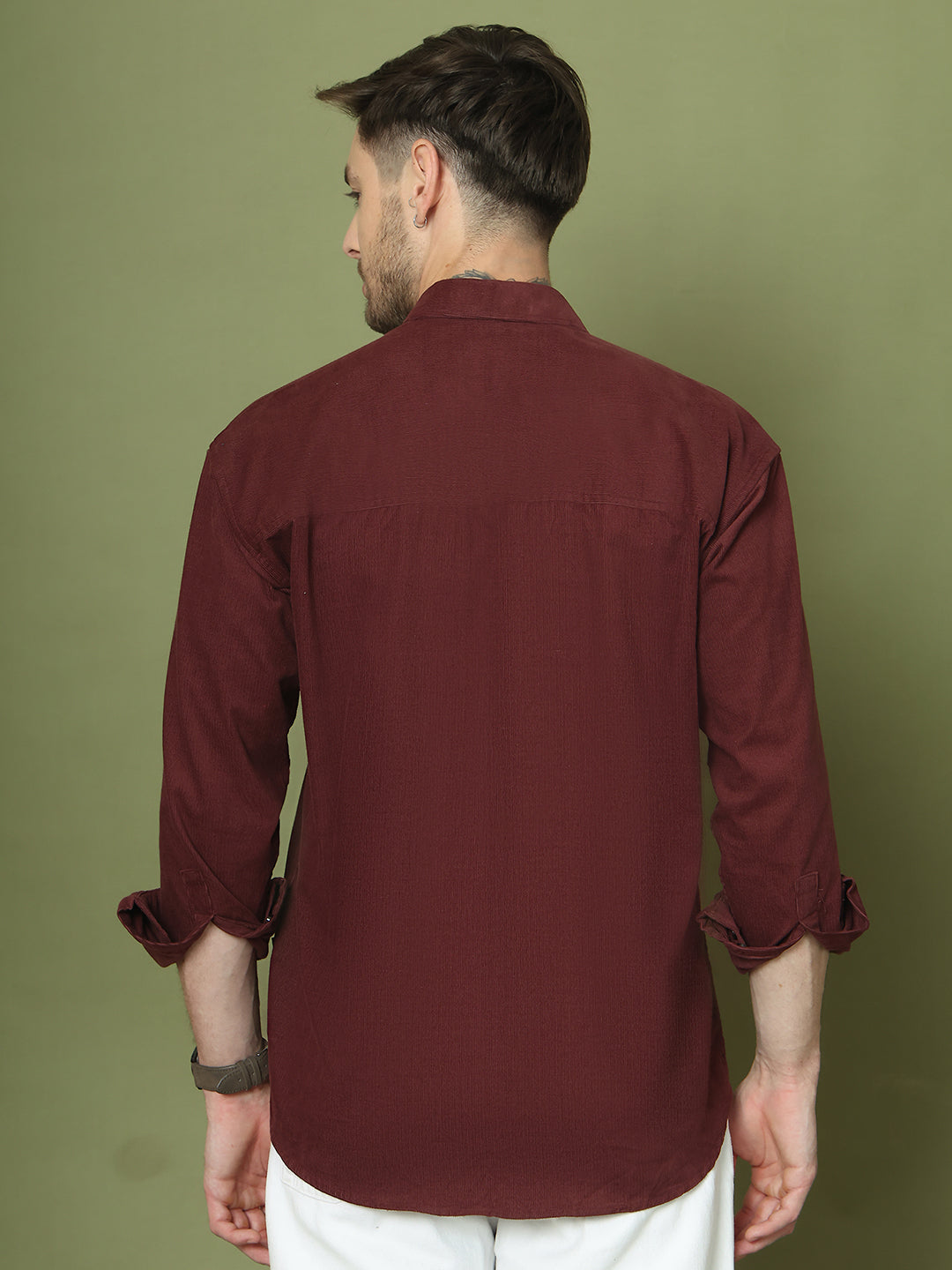 Classic Corduroy Shirt with Dual Pockets ( RDSH 014Maroon )