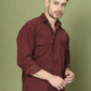 Classic Corduroy Shirt with Dual Pockets ( RDSH 014Maroon )