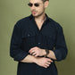 Classic Corduroy Shirt with Dual Pockets ( RDSH 014Navy )