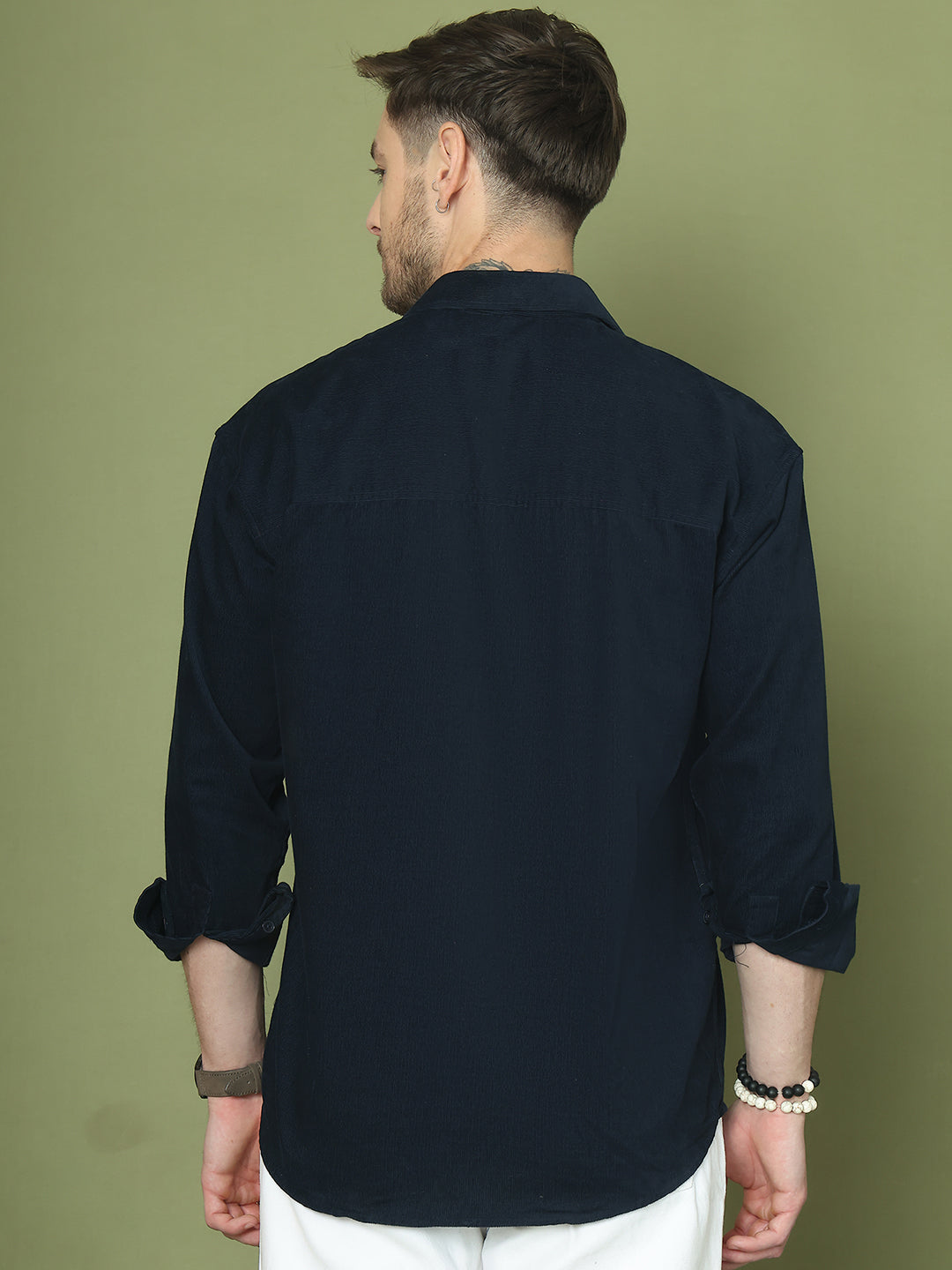 Classic Corduroy Shirt with Dual Pockets ( RDSH 014Navy )