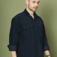 Classic Corduroy Shirt with Dual Pockets ( RDSH 014Navy )