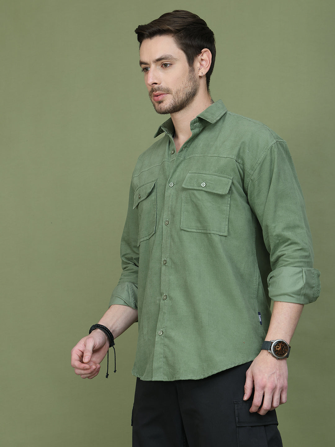 Classic Corduroy Shirt with Dual Pockets ( RDSH 014Pista )