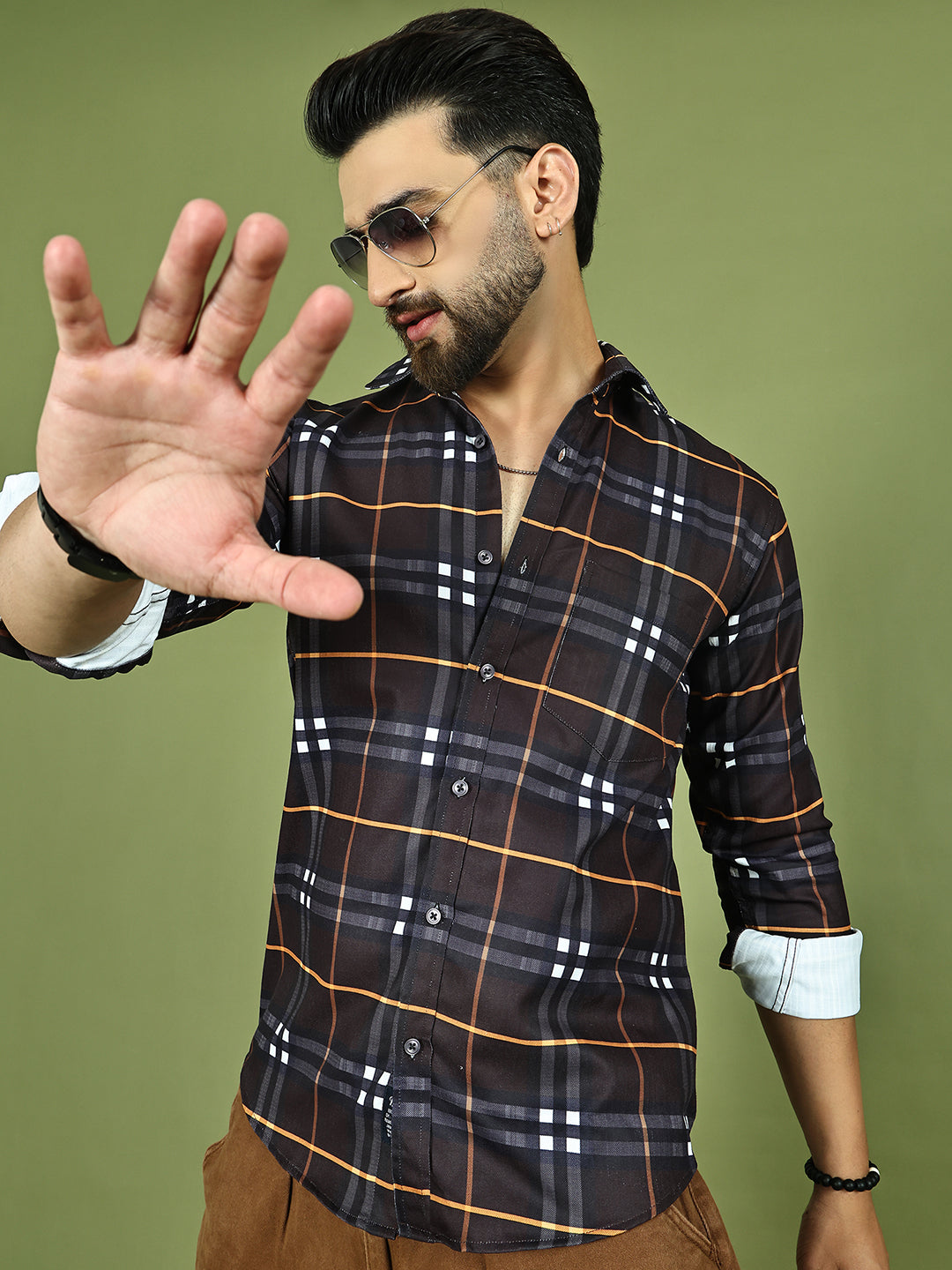 Checkered Casual Shirt for Men ( RDSH 015Coffee )