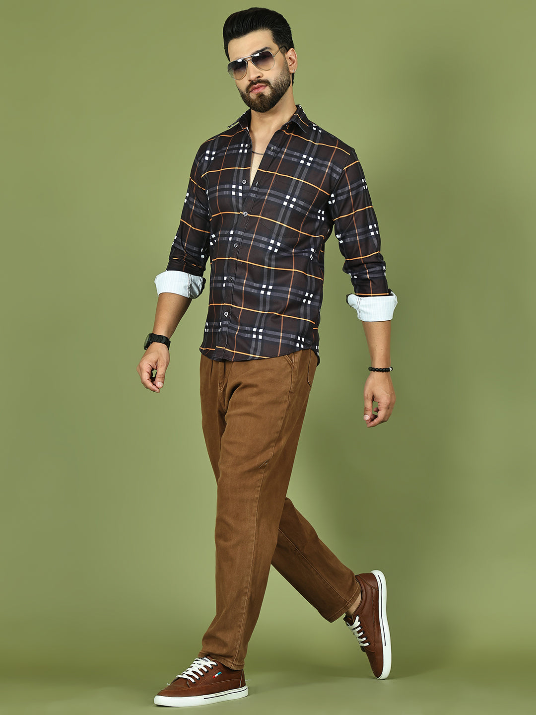 Checkered Casual Shirt for Men ( RDSH 015Coffee )