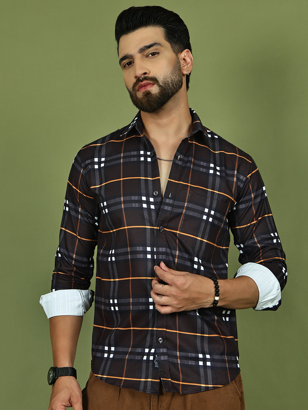 Checkered Casual Shirt for Men ( RDSH 015Coffee )