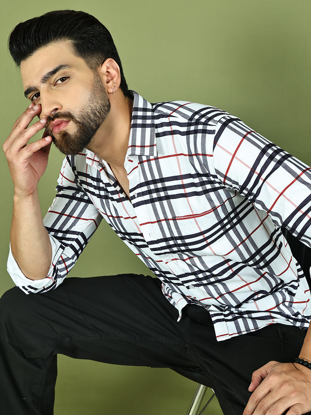 Checkered Casual Shirt for Men ( RDSH 015White )