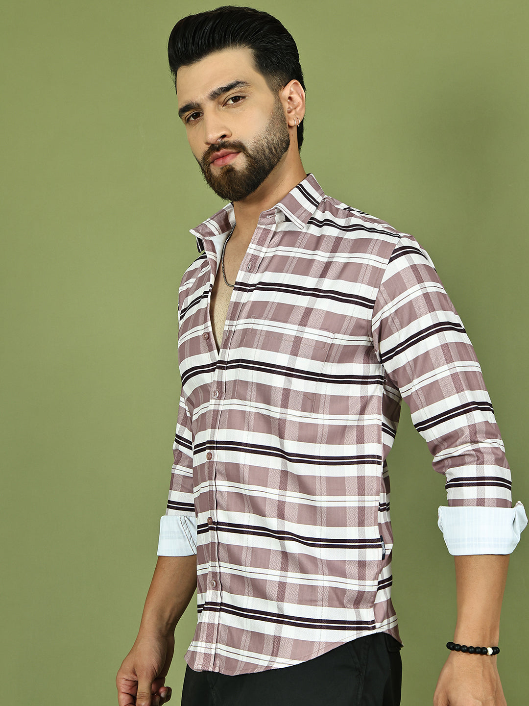 Classic Textured Pure Cotton Casual Shirt ( RDSH 016Brown )