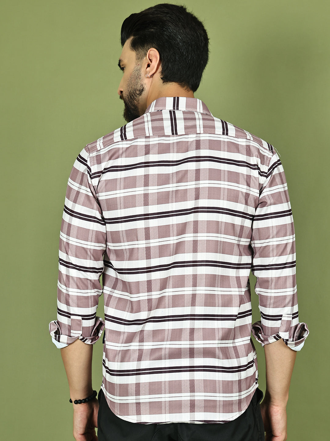 Classic Textured Pure Cotton Casual Shirt ( RDSH 016Brown )
