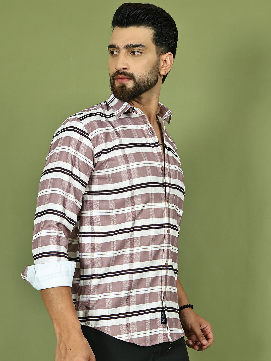 Classic Textured Pure Cotton Casual Shirt ( RDSH 016Brown )