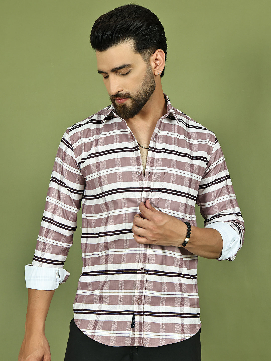 Classic Textured Pure Cotton Casual Shirt ( RDSH 016Brown )