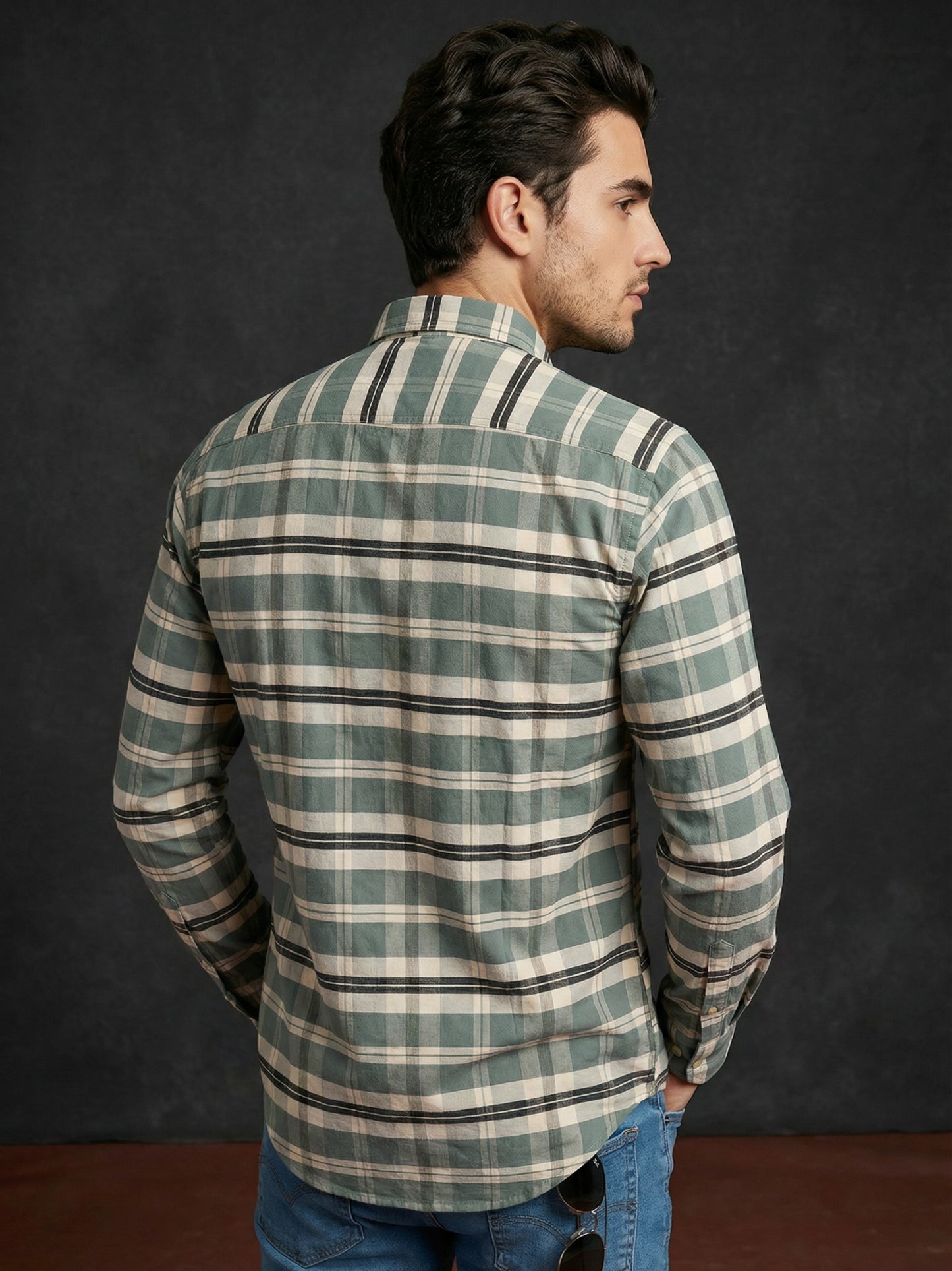 Classic Textured Pure Cotton Casual Shirt ( RDSH 016Green )