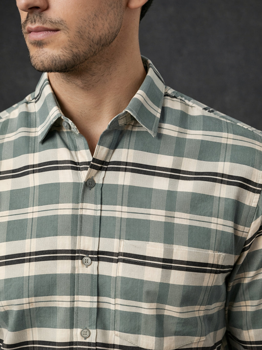 Classic Textured Pure Cotton Casual Shirt ( RDSH 016Green )