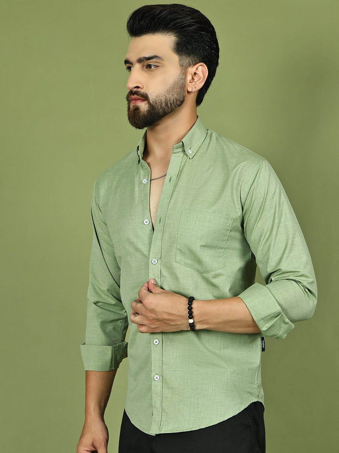 Casual Cotton Blend Shirt for Men ( RDSH 017Pista )
