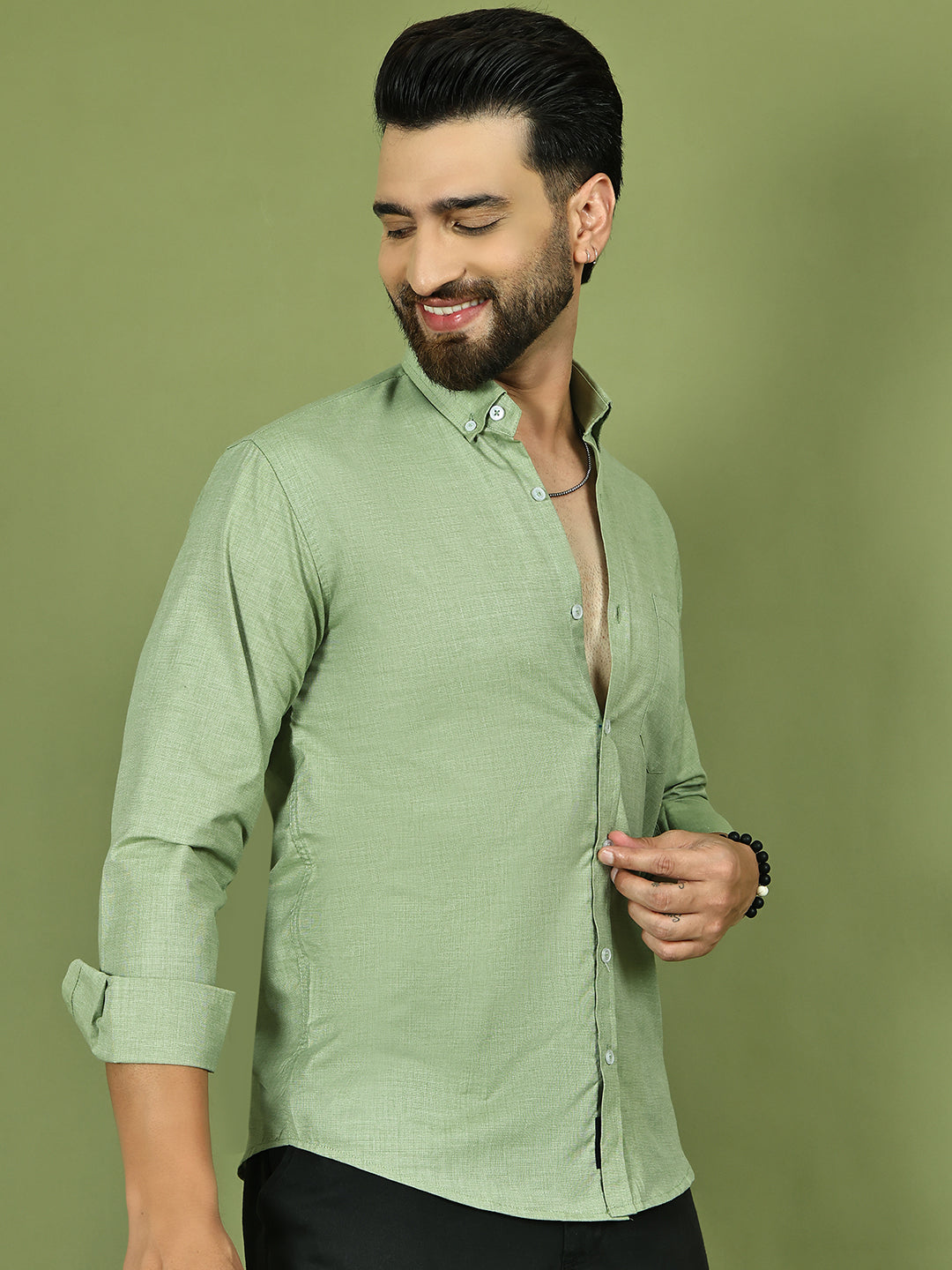 Casual Cotton Blend Shirt for Men ( RDSH 017Pista )