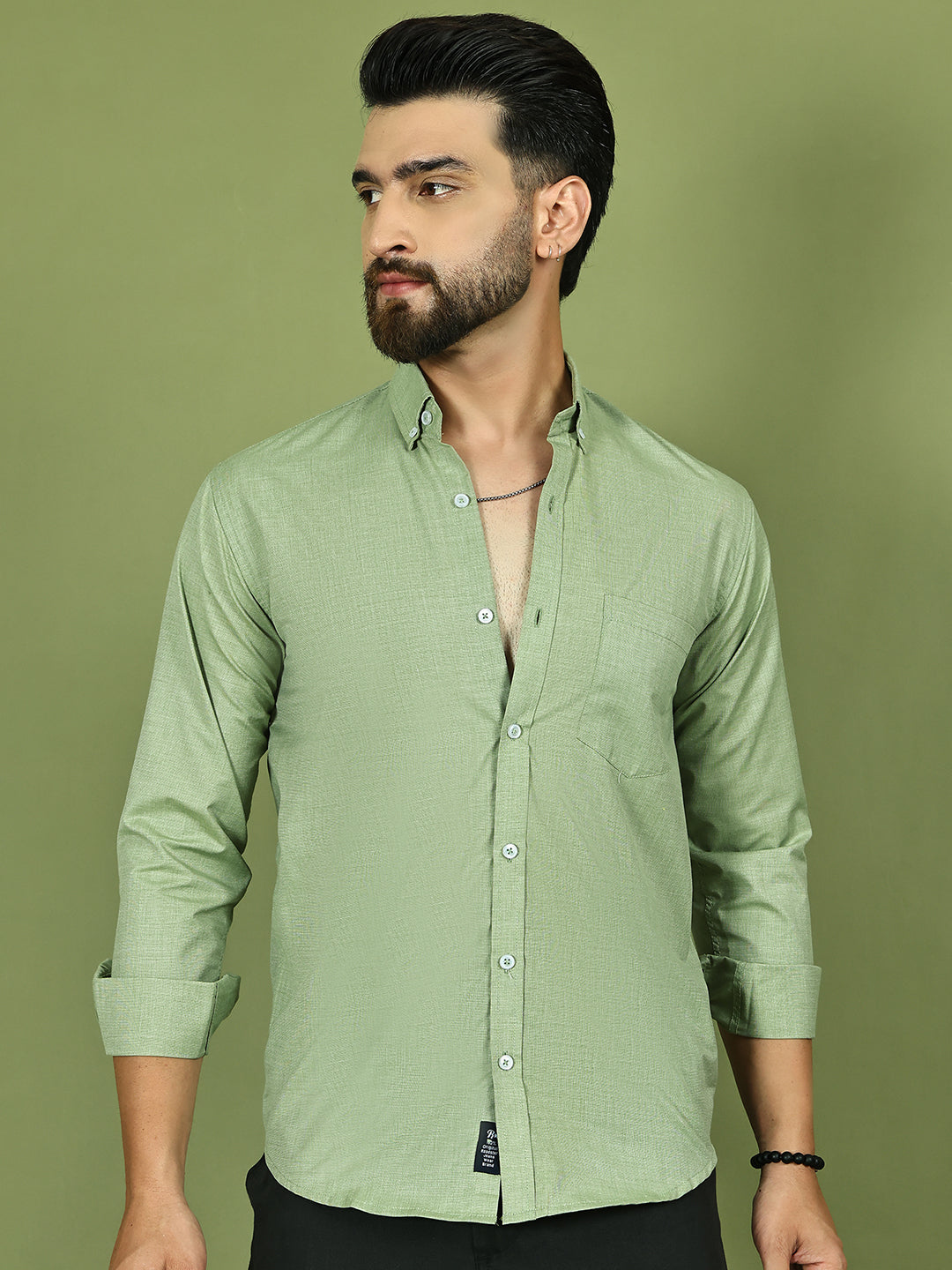 Casual Cotton Blend Shirt for Men ( RDSH 017Pista )
