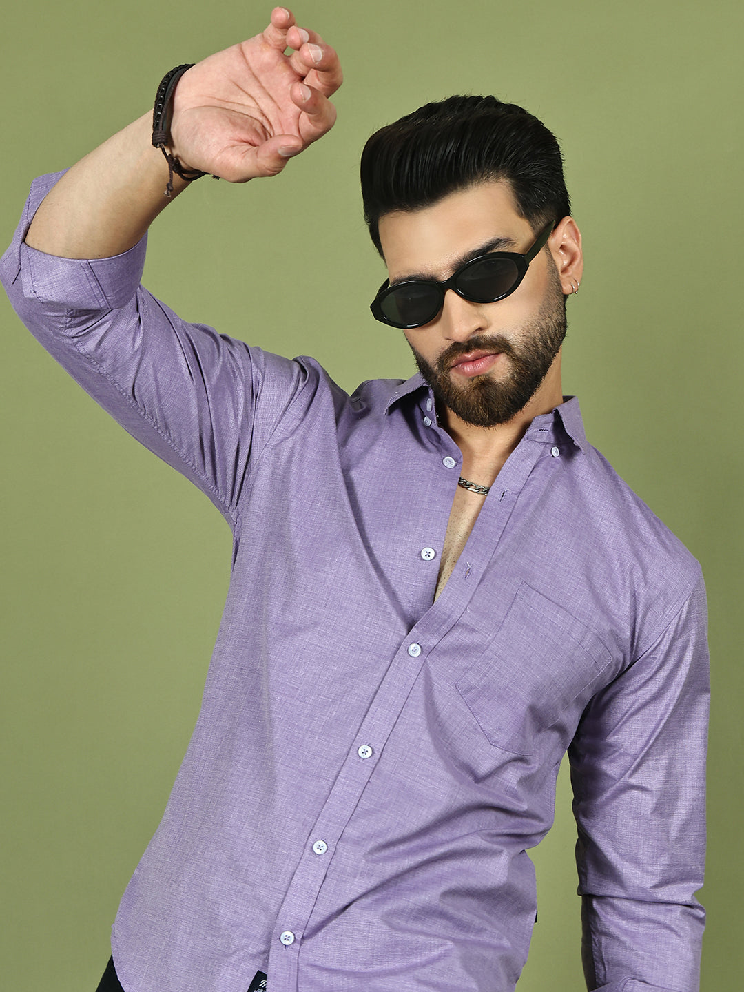 Casual Cotton Blend Shirt for Men ( RDSH 017Purple )