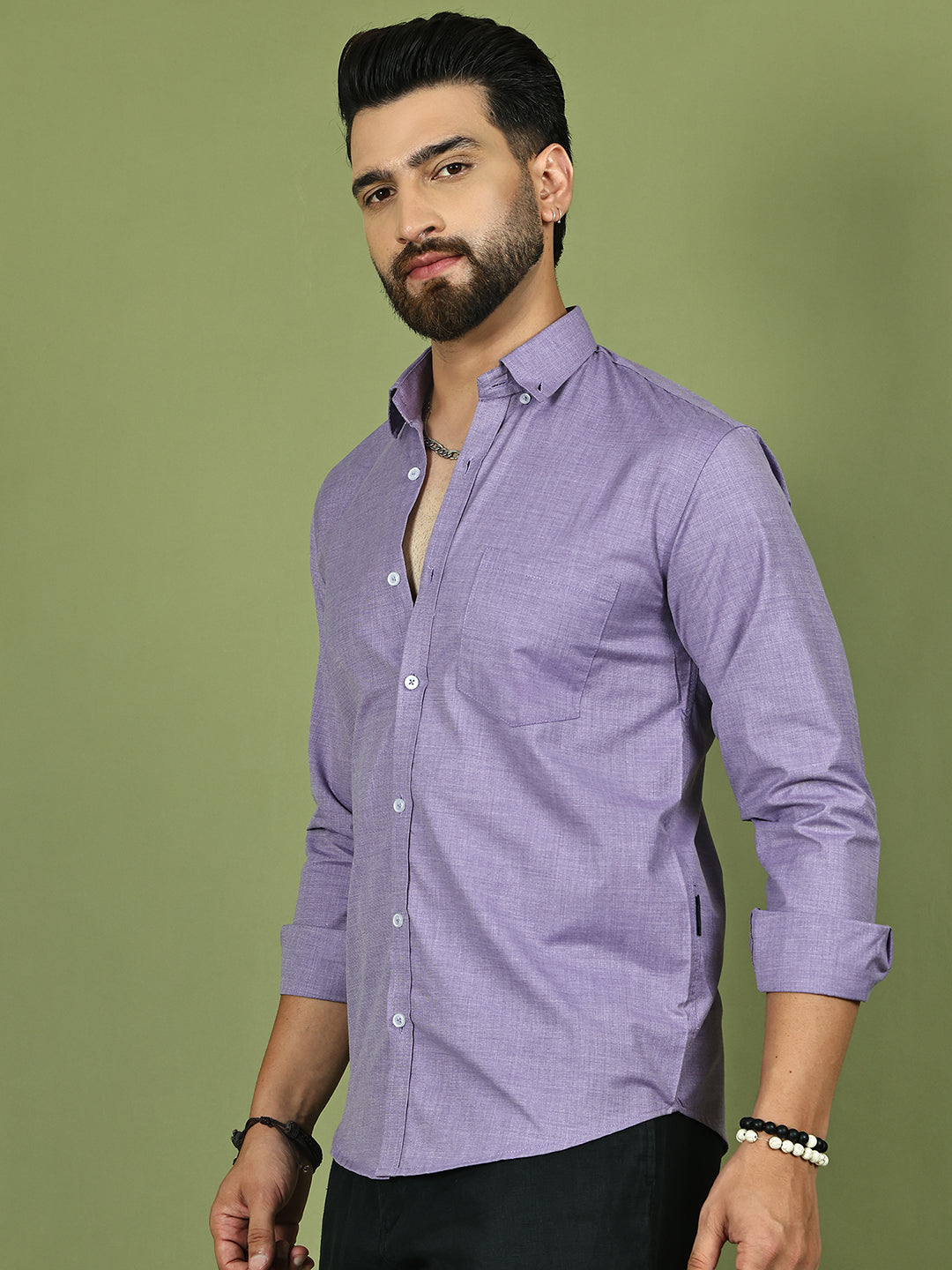 Casual Cotton Blend Shirt for Men ( RDSH 017Purple )