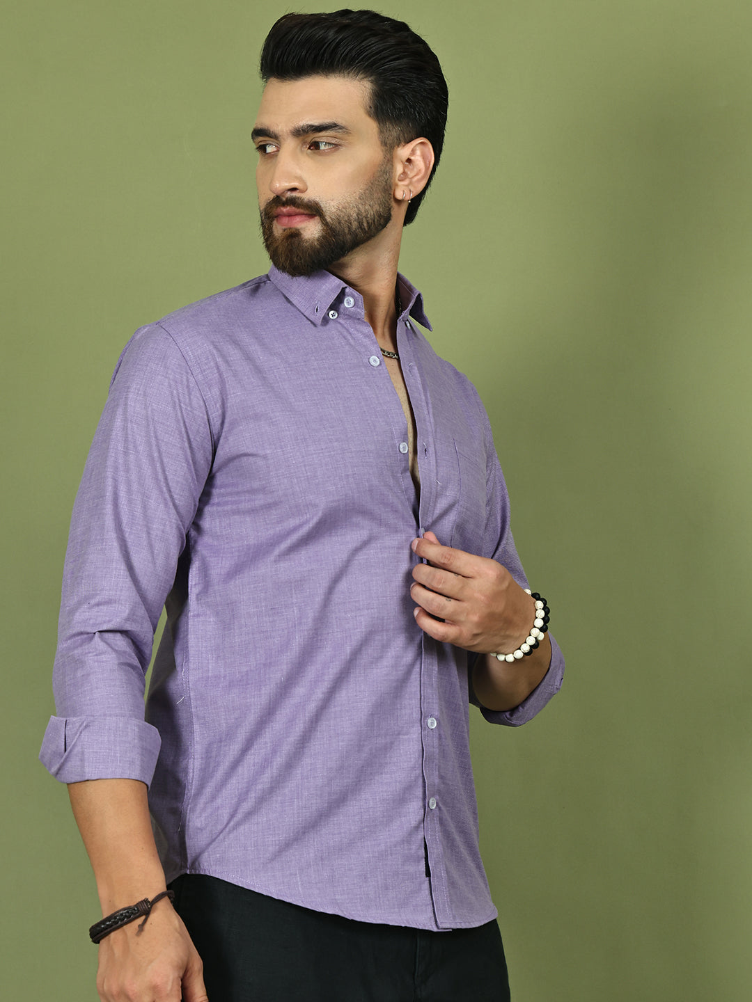 Casual Cotton Blend Shirt for Men ( RDSH 017Purple )