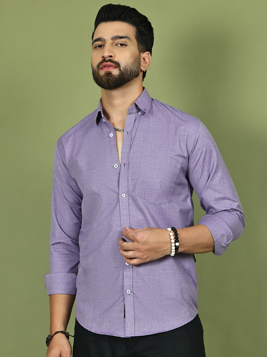 Casual Cotton Blend Shirt for Men ( RDSH 017Purple )