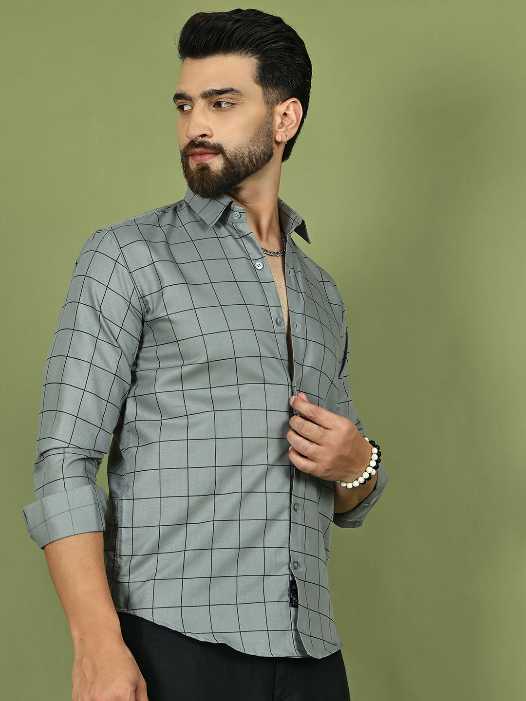 Classic Checked Shirt for Men ( RDSH 018Grey )