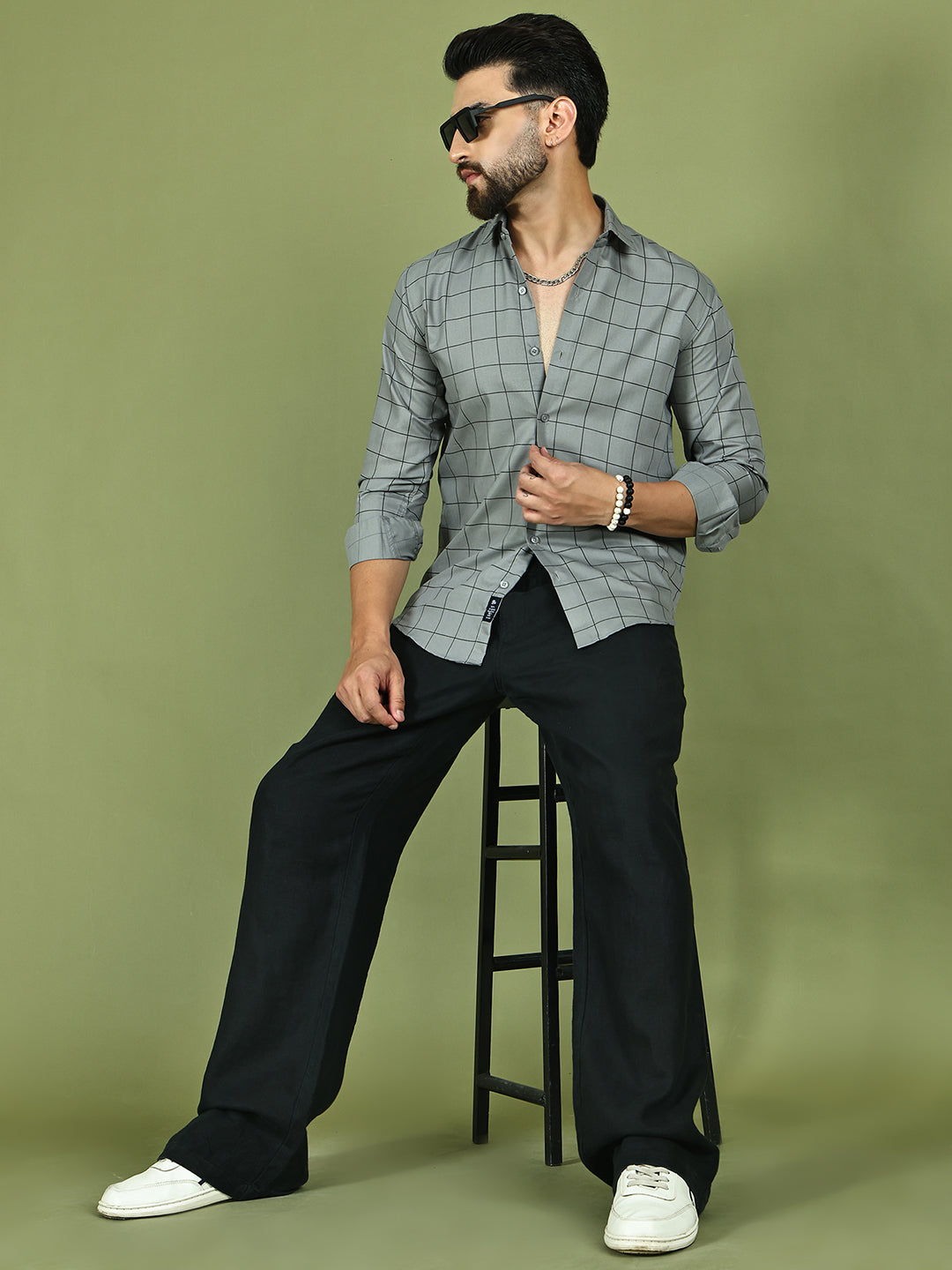 Classic Checked Shirt for Men ( RDSH 018Grey )