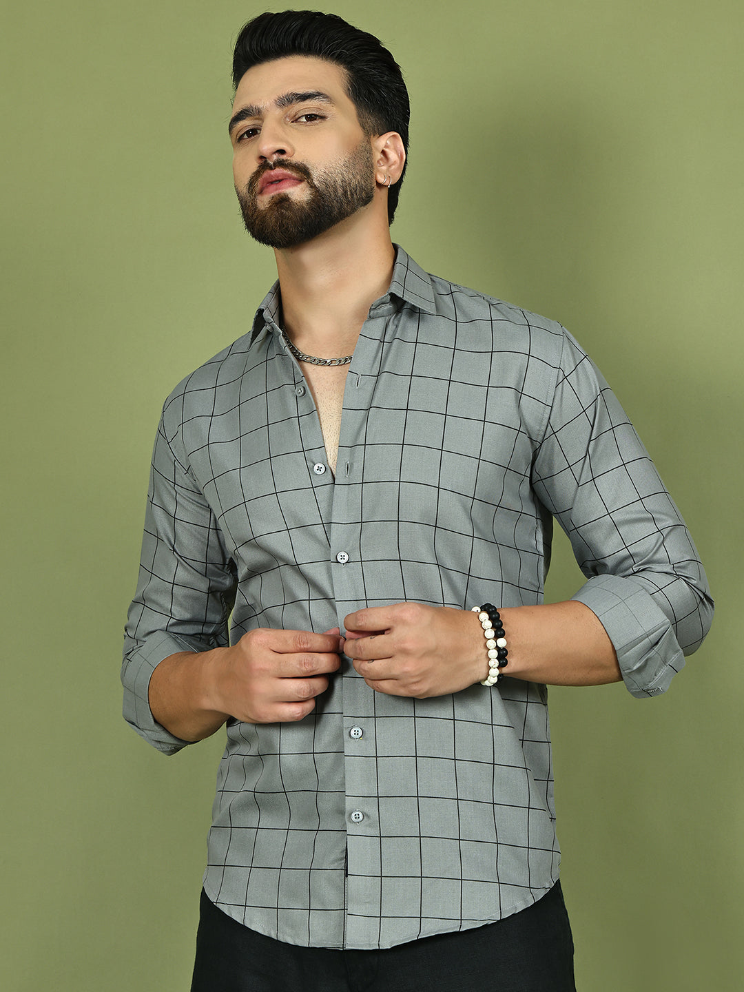 Classic Checked Shirt for Men ( RDSH 018Grey )