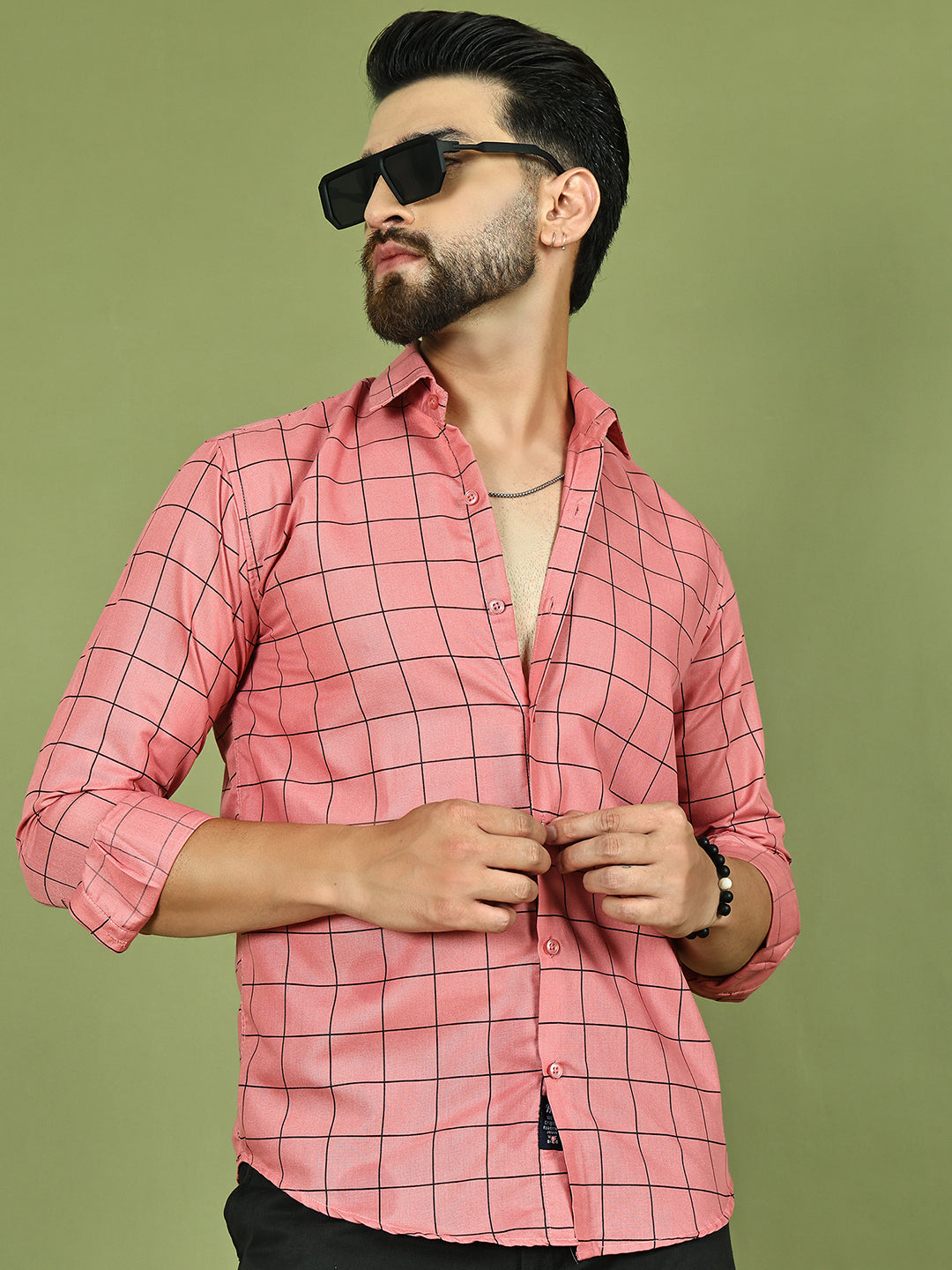 Classic Checked Shirt for Men ( RDSH 018Peach )