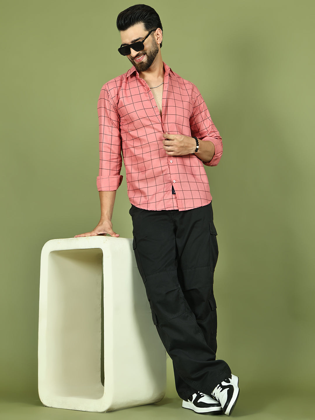 Classic Checked Shirt for Men ( RDSH 018Peach )
