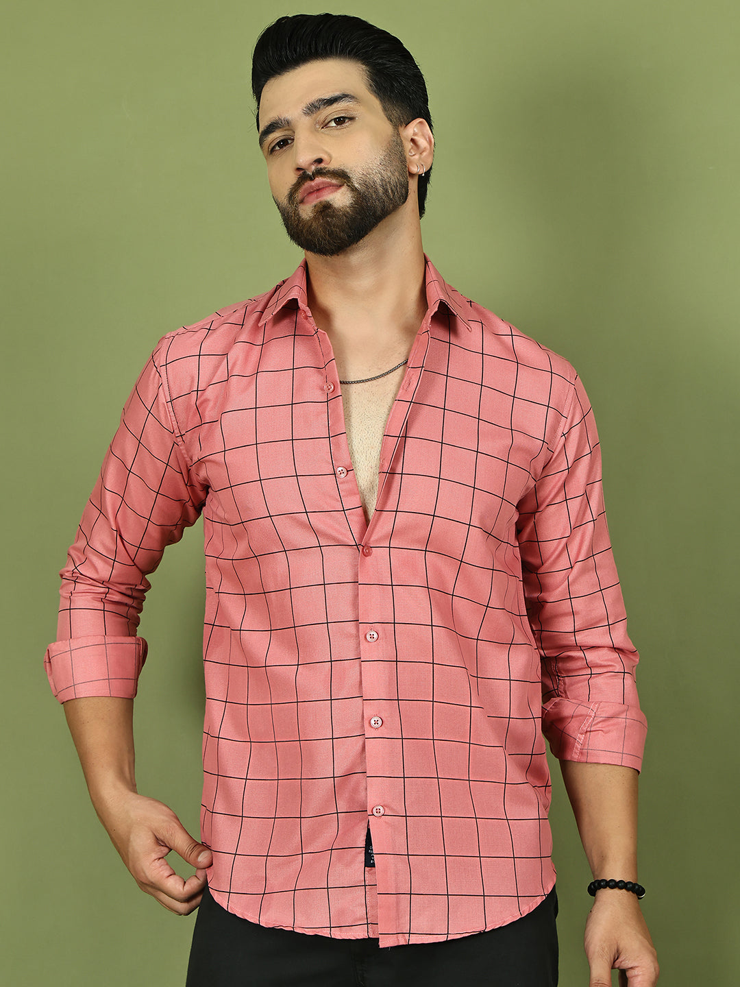 Classic Checked Shirt for Men ( RDSH 018Peach )