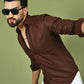 Men's Casual Cotton Blend Shirt ( RDSH 019Coffee )