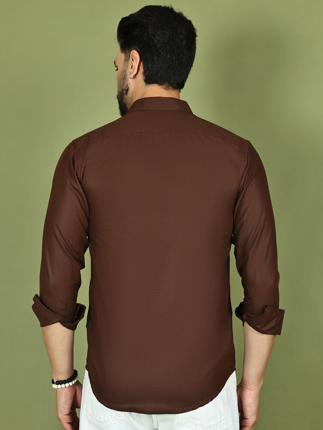 Men's Casual Cotton Blend Shirt ( RDSH 019Coffee )