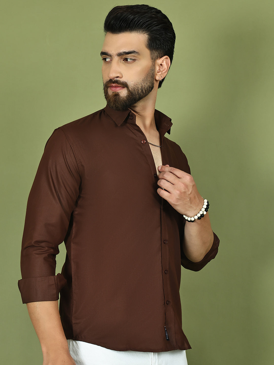 Men's Casual Cotton Blend Shirt ( RDSH 019Coffee )