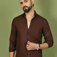 Men's Casual Cotton Blend Shirt ( RDSH 019Coffee )